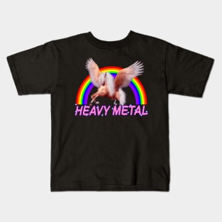 Heavy Metal Unicorn and Rainbow Kids T-Shirt